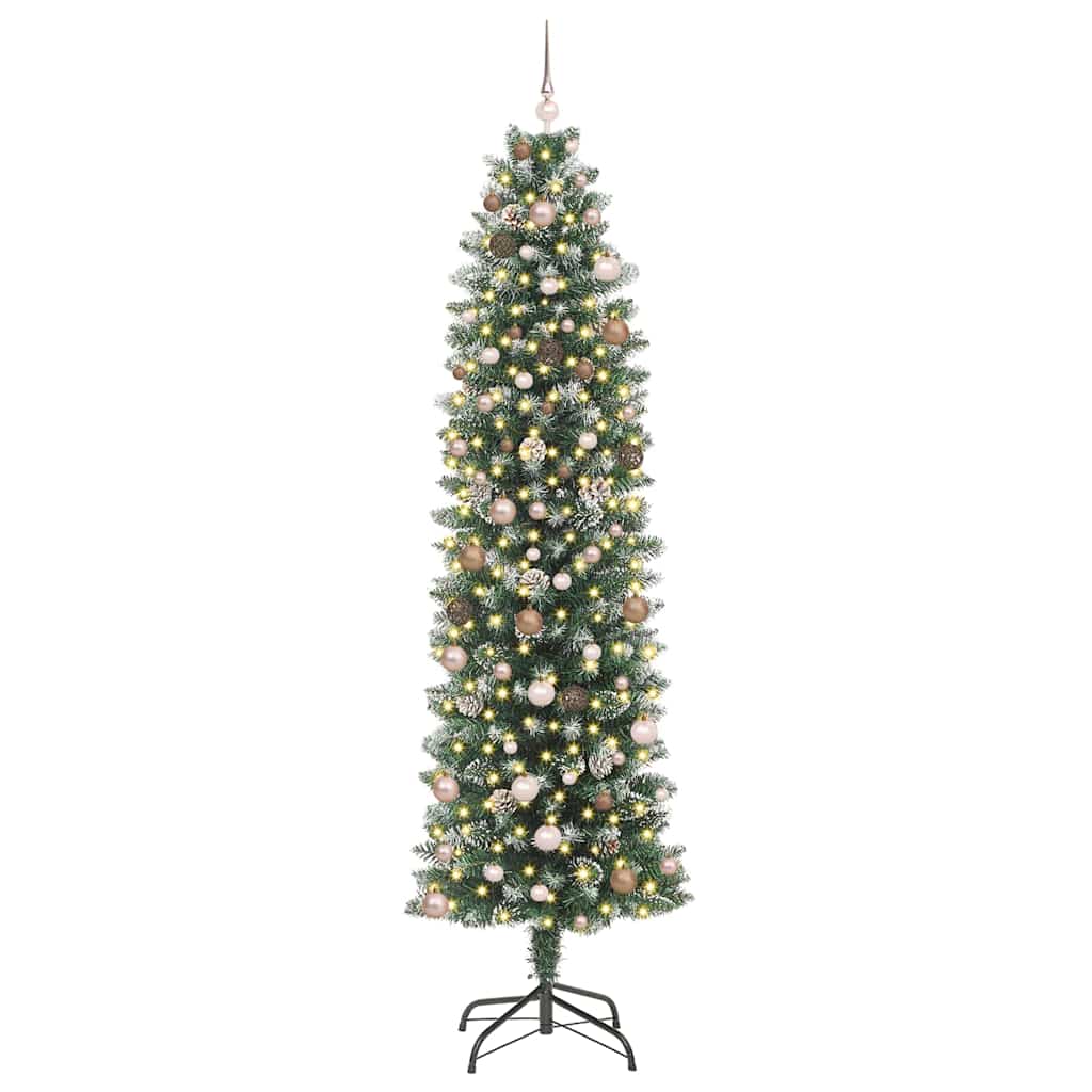 vidaXL Artificial Slim Christmas Tree Green and White 240 cm