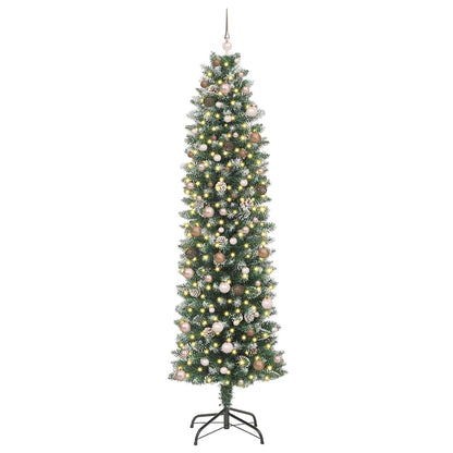 vidaXL Artificial Slim Christmas Tree Green and White 240 cm