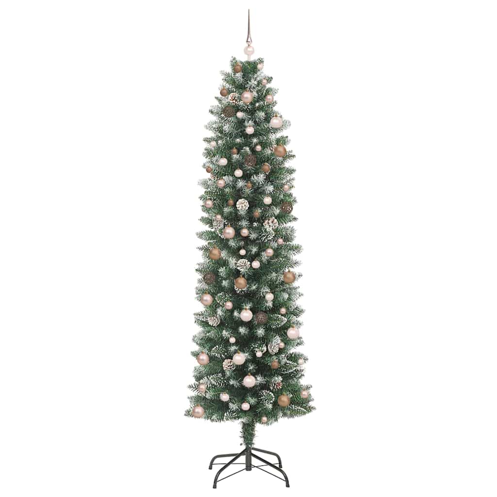 vidaXL Artificial Slim Christmas Tree Green and White 240 cm