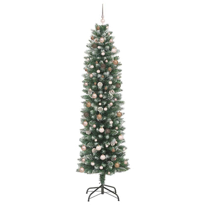 vidaXL Artificial Slim Christmas Tree Green and White 240 cm