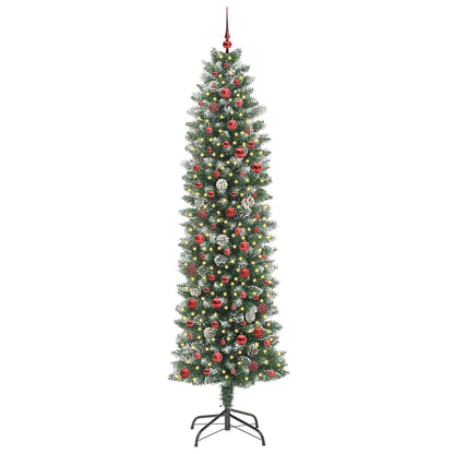 vidaXL Artificial Slim Christmas Tree Green and White 240 cm