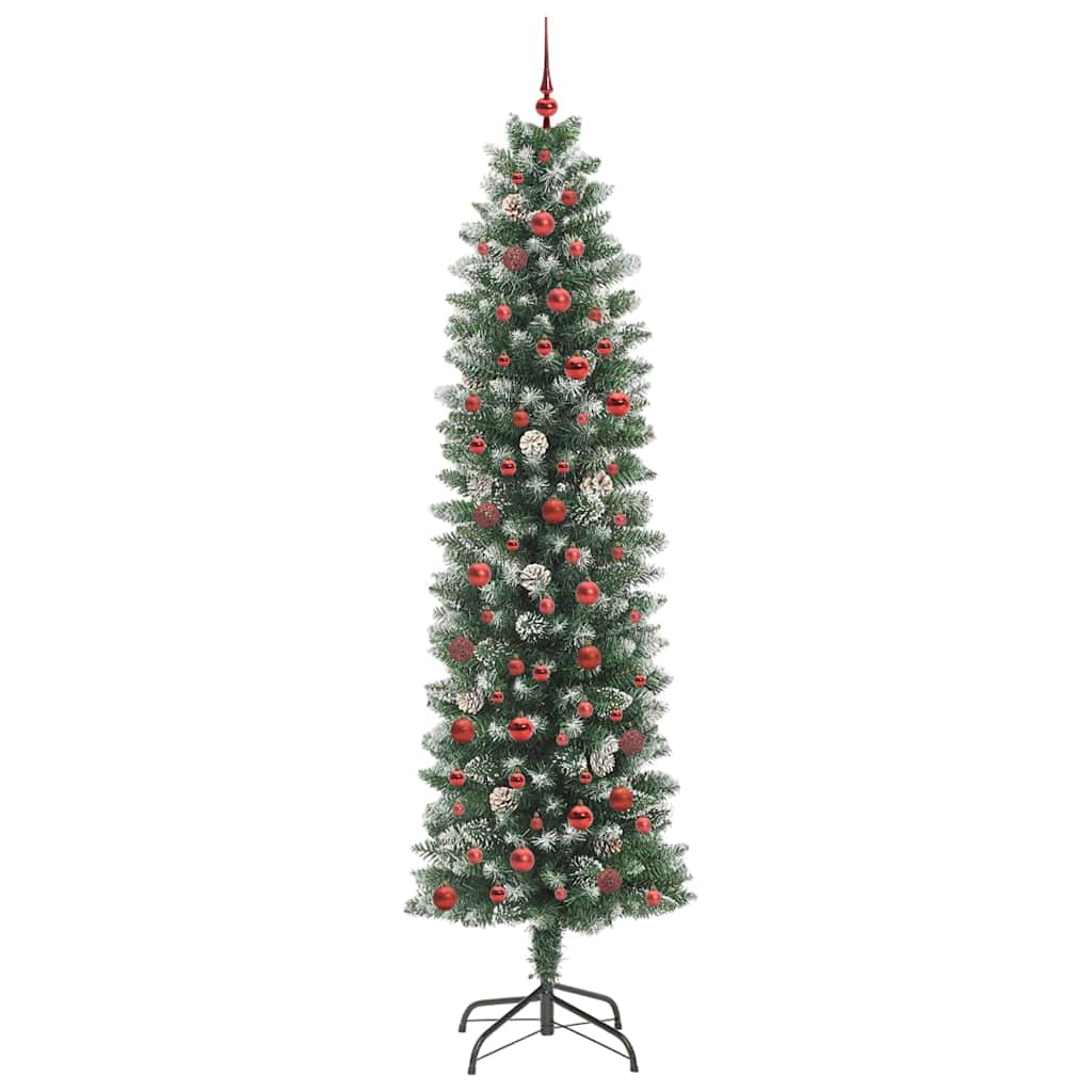 vidaXL Artificial Slim Christmas Tree Green and White 240 cm