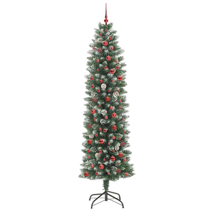 vidaXL Artificial Slim Christmas Tree Green and White 240 cm
