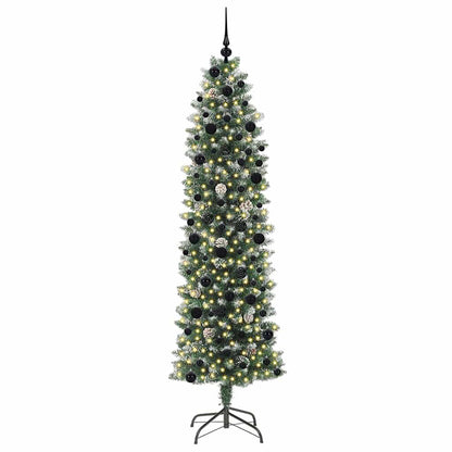 vidaXL Artificial Slim Christmas Tree Green and White 240 cm