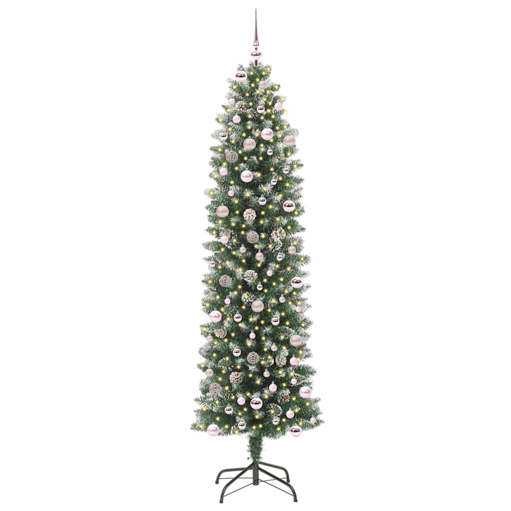 vidaXL Artificial Slim Christmas Tree Green and White 240 cm