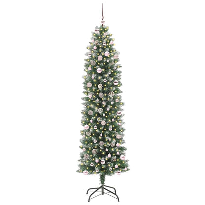 vidaXL Artificial Slim Christmas Tree Green and White 240 cm