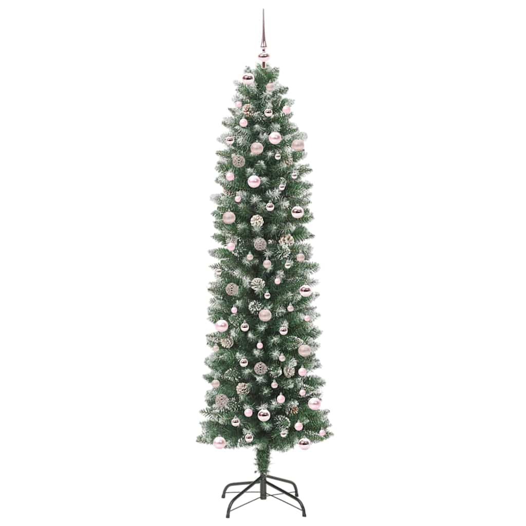 vidaXL Artificial Slim Christmas Tree Green and White 240 cm