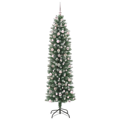 vidaXL Artificial Slim Christmas Tree Green and White 240 cm