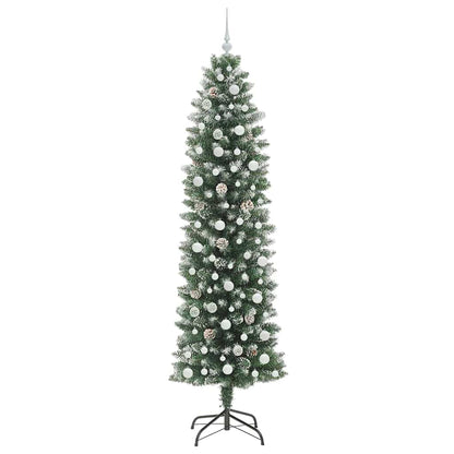 vidaXL Artificial Slim Christmas Tree Green and White 240 cm