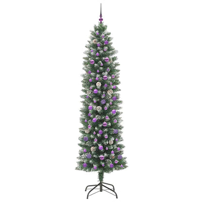 vidaXL Artificial Slim Christmas Tree Green and White 240 cm