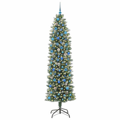 vidaXL Artificial Slim Christmas Tree Green and White 240 cm