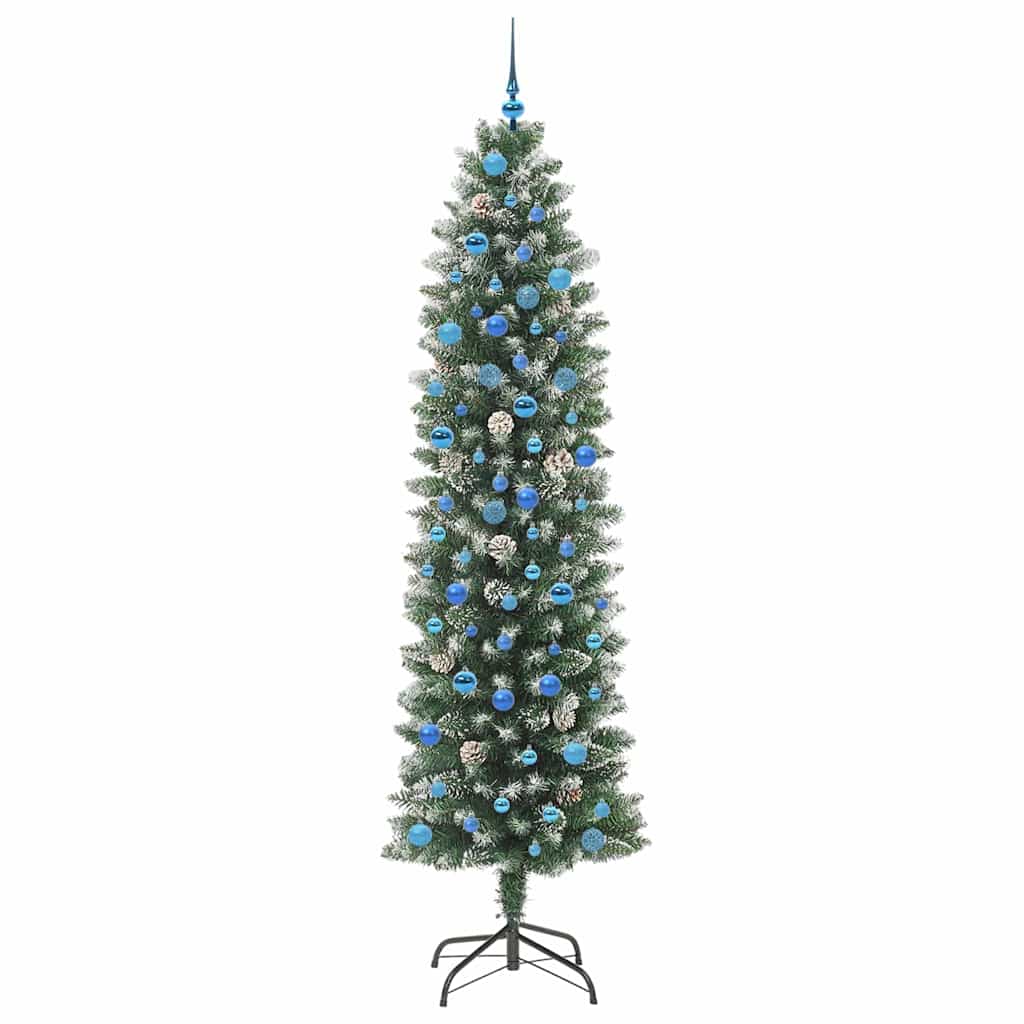 vidaXL Artificial Slim Christmas Tree Green and White 240 cm