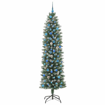 vidaXL Artificial Slim Christmas Tree Green and White 240 cm