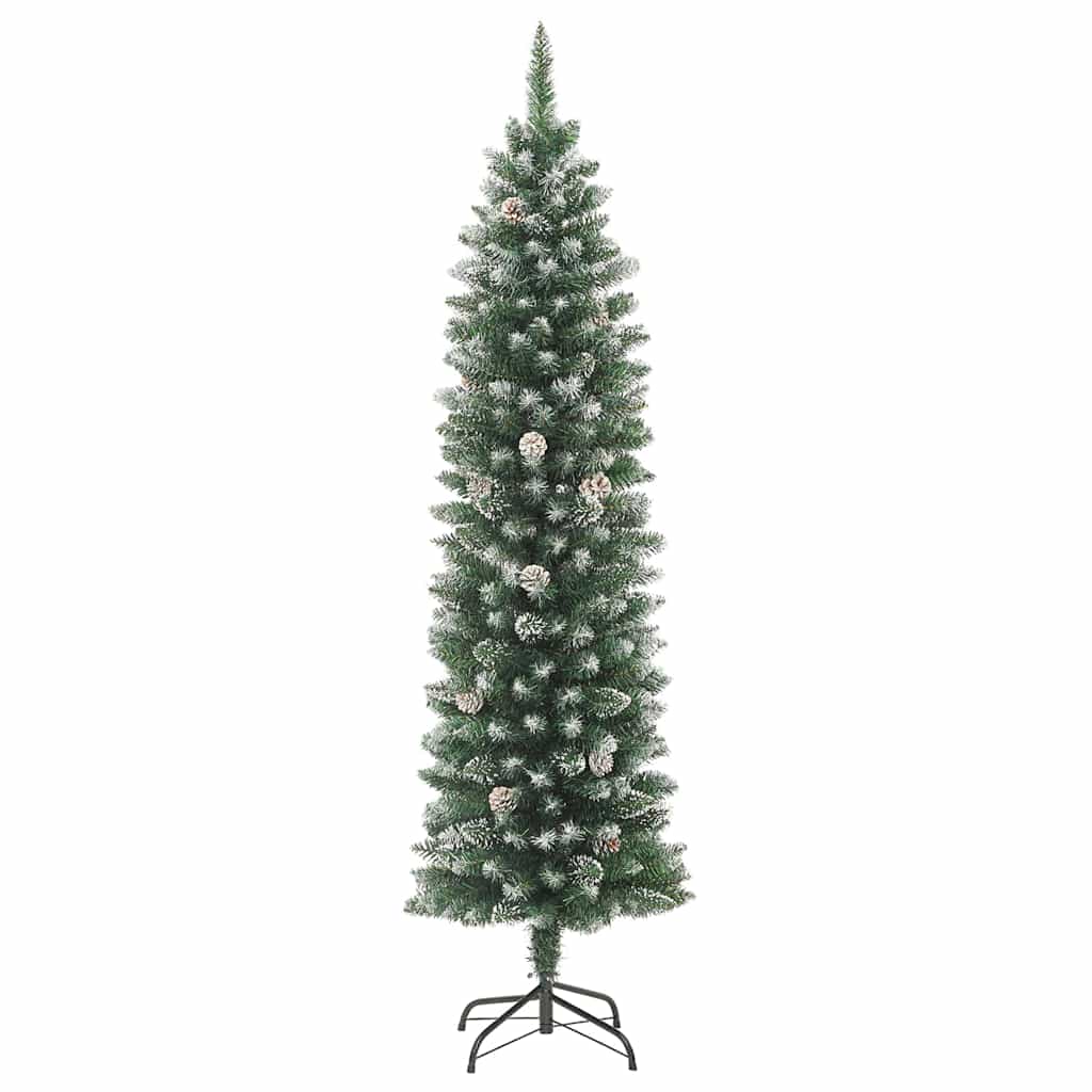 vidaXL Artificial Slim Christmas Tree Green and White 240 cm