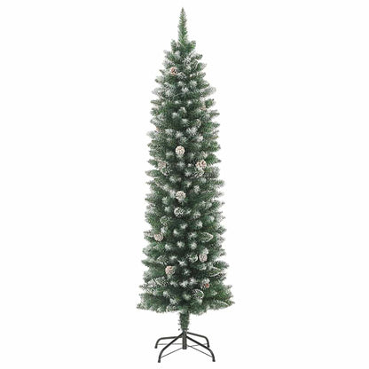 vidaXL Artificial Slim Christmas Tree Green and White 240 cm
