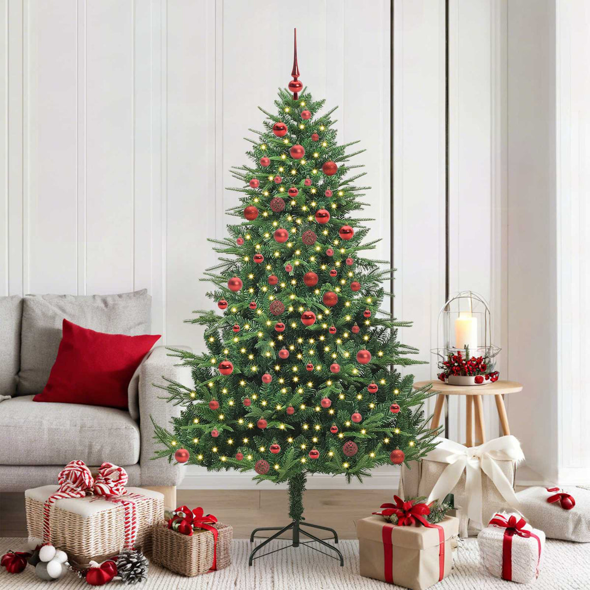 vidaXL Artificial Pre-lit Christmas Tree with Ball Set Green 180 cm