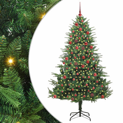 vidaXL Artificial Pre-lit Christmas Tree with Ball Set Green 180 cm