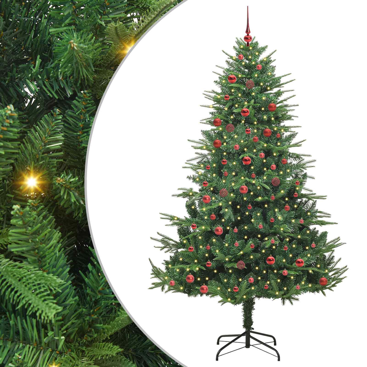 vidaXL Artificial Pre-lit Christmas Tree with Ball Set Green 210 cm