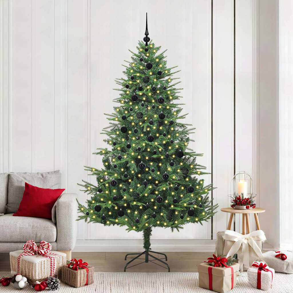 vidaXL Artificial Pre-lit Christmas Tree with Ball Set Green 210 cm