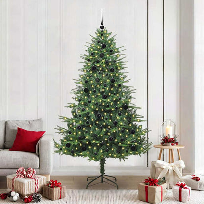 vidaXL Artificial Pre-lit Christmas Tree with Ball Set Green 210 cm