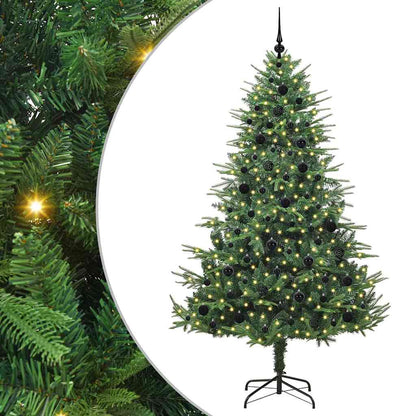 vidaXL Artificial Pre-lit Christmas Tree with Ball Set Green 210 cm