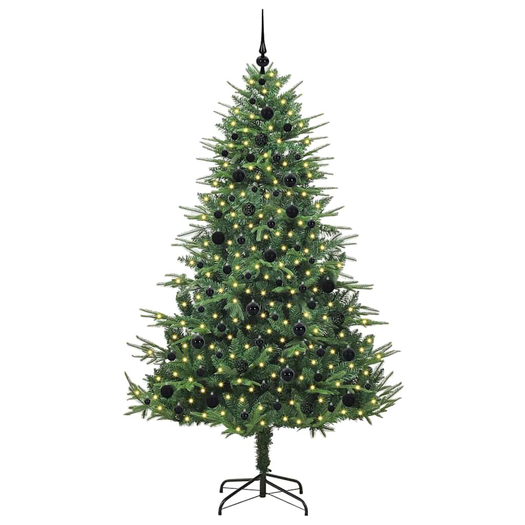 vidaXL Artificial Pre-lit Christmas Tree with Ball Set Green 210 cm