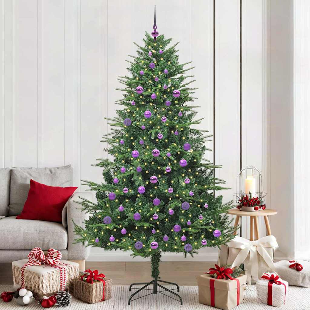 vidaXL Artificial Pre-lit Christmas Tree with Ball Set Green 210 cm