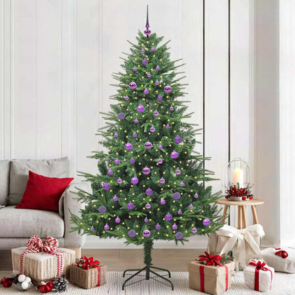 vidaXL Artificial Pre-lit Christmas Tree with Ball Set Green 210 cm