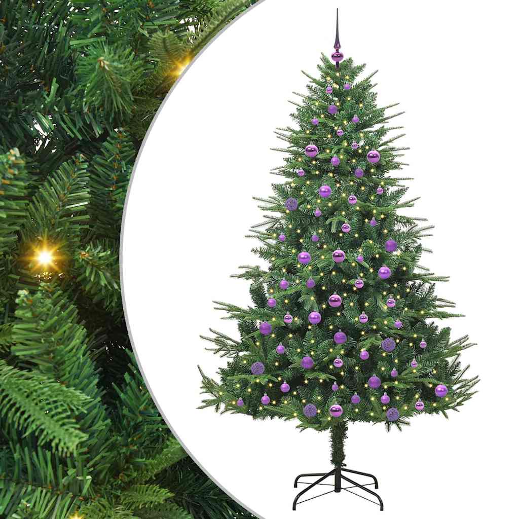 vidaXL Artificial Pre-lit Christmas Tree with Ball Set Green 210 cm
