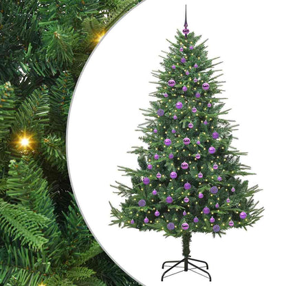 vidaXL Artificial Pre-lit Christmas Tree with Ball Set Green 210 cm