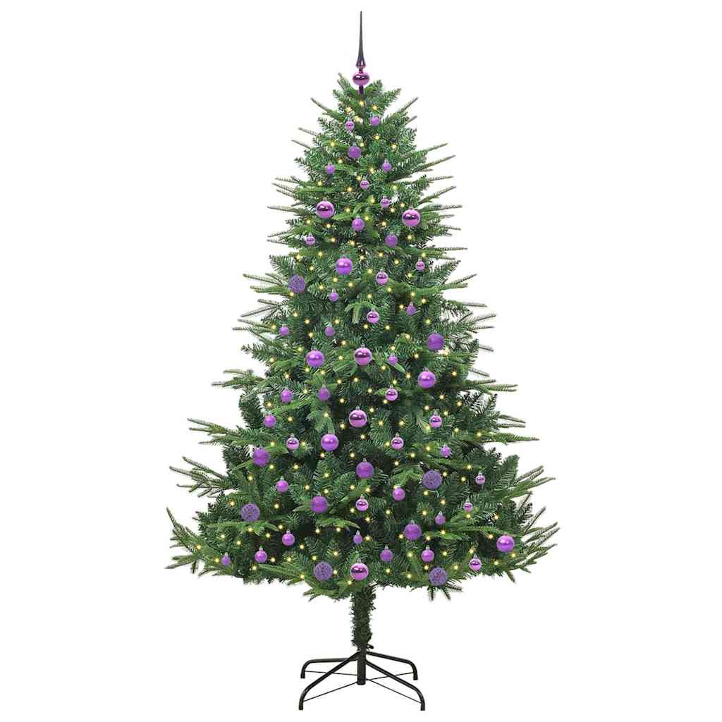 vidaXL Artificial Pre-lit Christmas Tree with Ball Set Green 210 cm