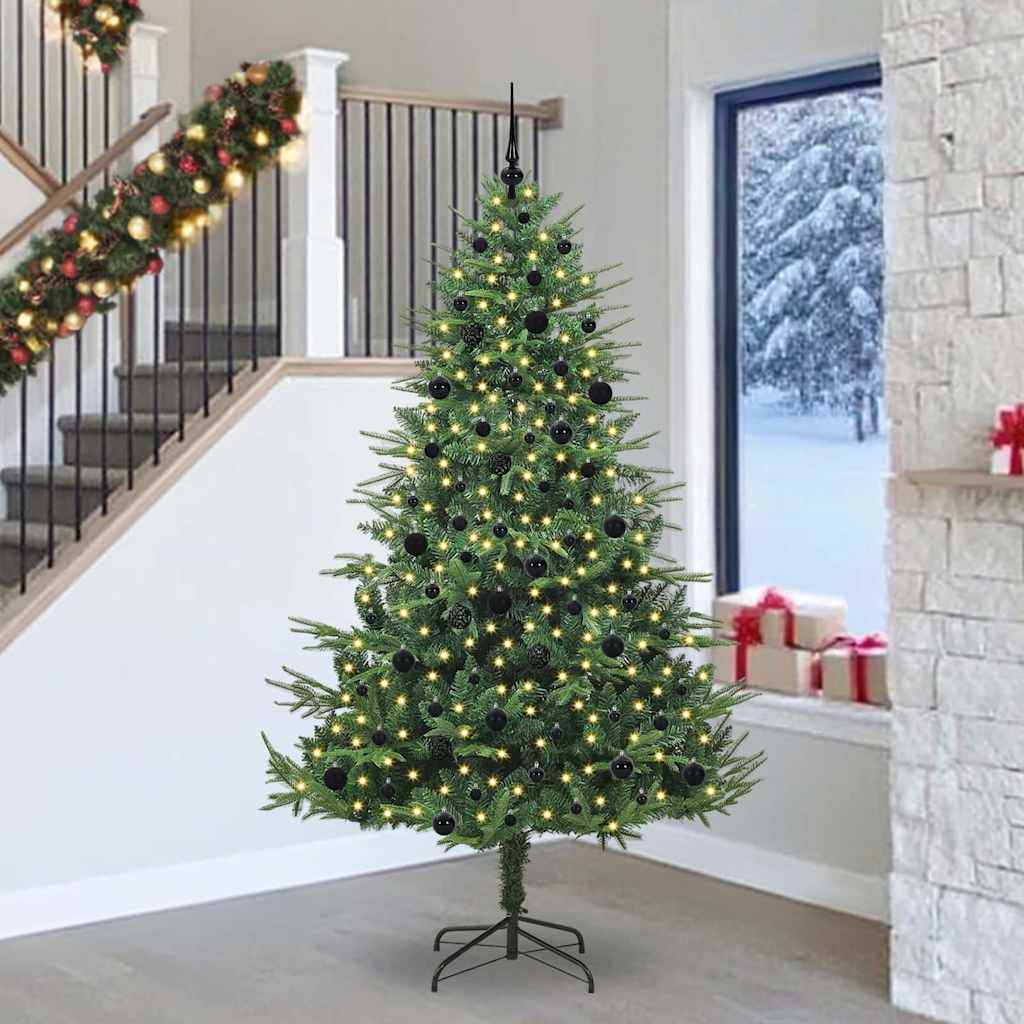 vidaXL Artificial Pre-lit Christmas Tree with Ball Set Green 240 cm