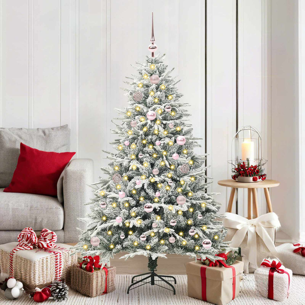 vidaXL Artificial Pre-lit Christmas Tree with Ball Set Green 150 cm
