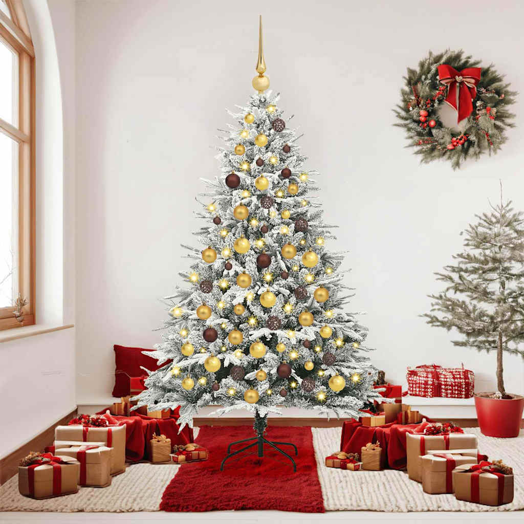 vidaXL Artificial Pre-lit Christmas Tree with Ball Set Green 180 cm