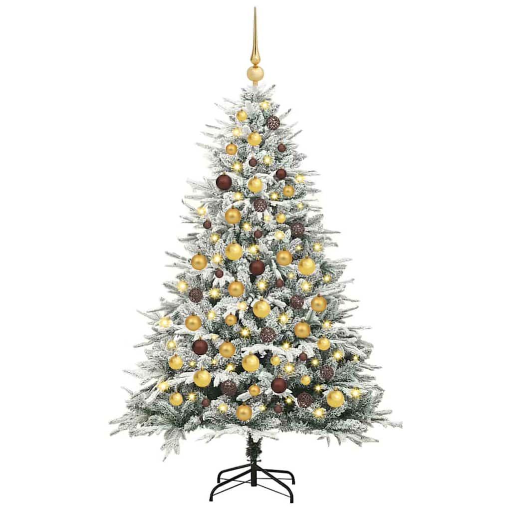 vidaXL Artificial Pre-lit Christmas Tree with Ball Set Green 180 cm