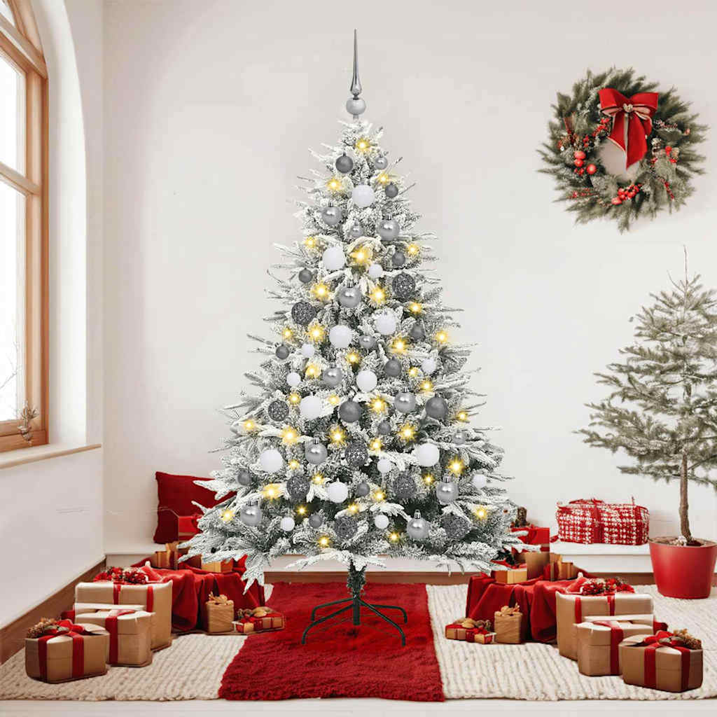 vidaXL Artificial Pre-lit Christmas Tree with Ball Set Green 180 cm