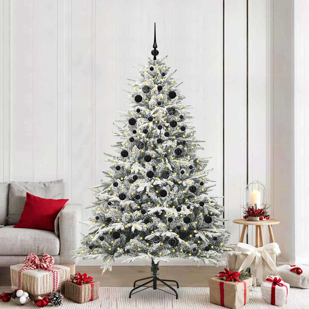 vidaXL Artificial Pre-lit Christmas Tree with Ball Set Green 210 cm