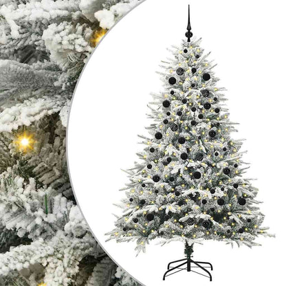 vidaXL Artificial Pre-lit Christmas Tree with Ball Set Green 210 cm