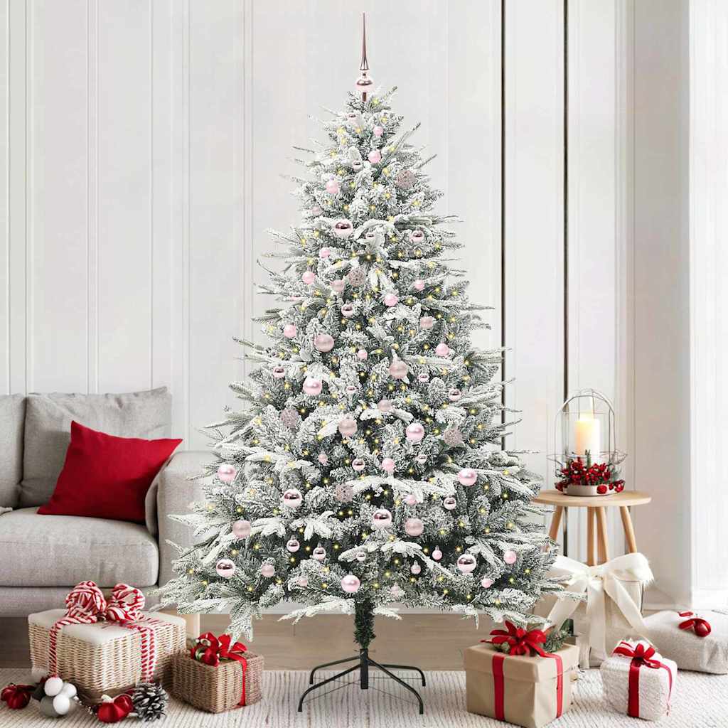vidaXL Artificial Pre-lit Christmas Tree with Ball Set Green 210 cm