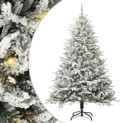 vidaXL Artificial Pre-lit Christmas Tree with Ball Set Green 210 cm