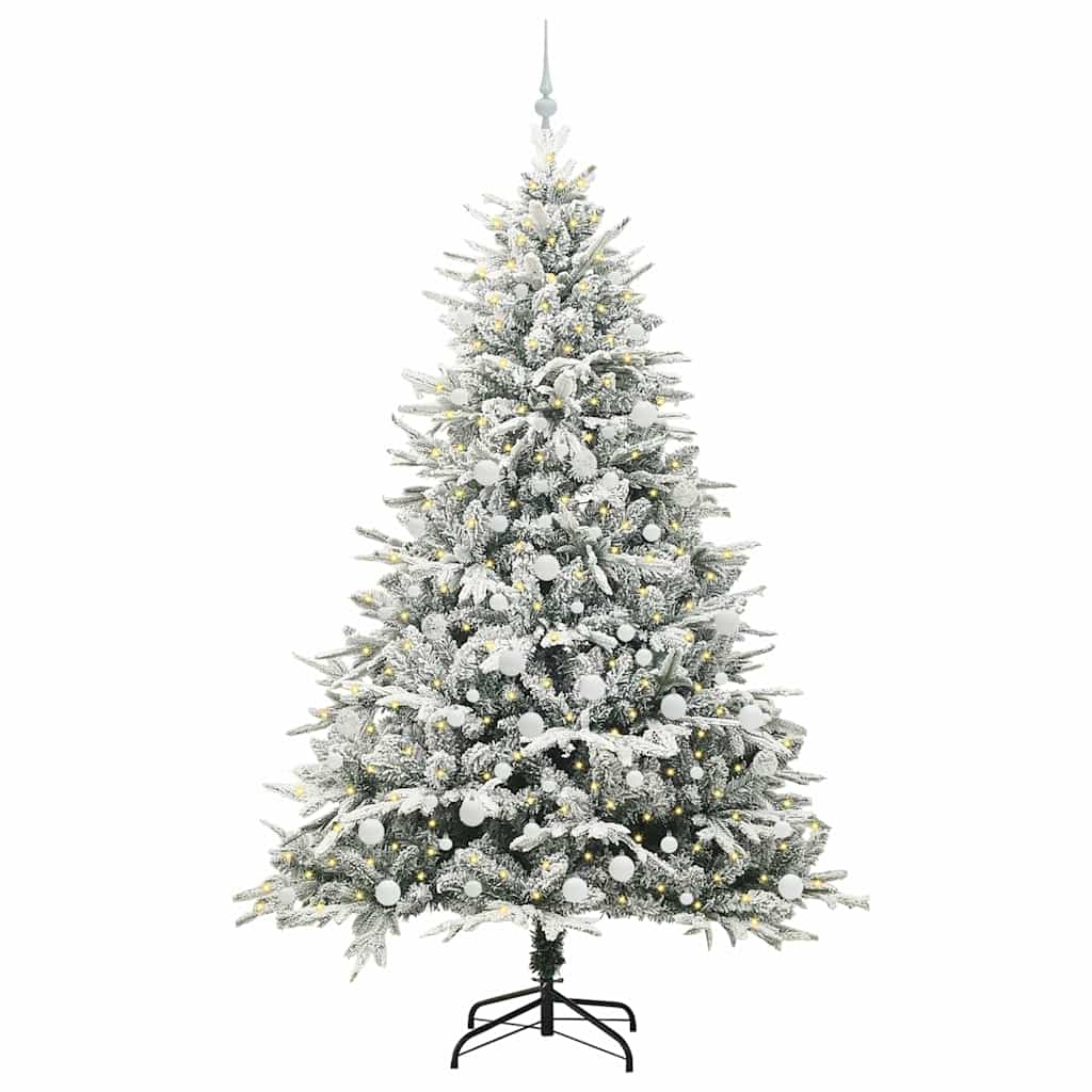 vidaXL Artificial Pre-lit Christmas Tree with Ball Set Green 210 cm