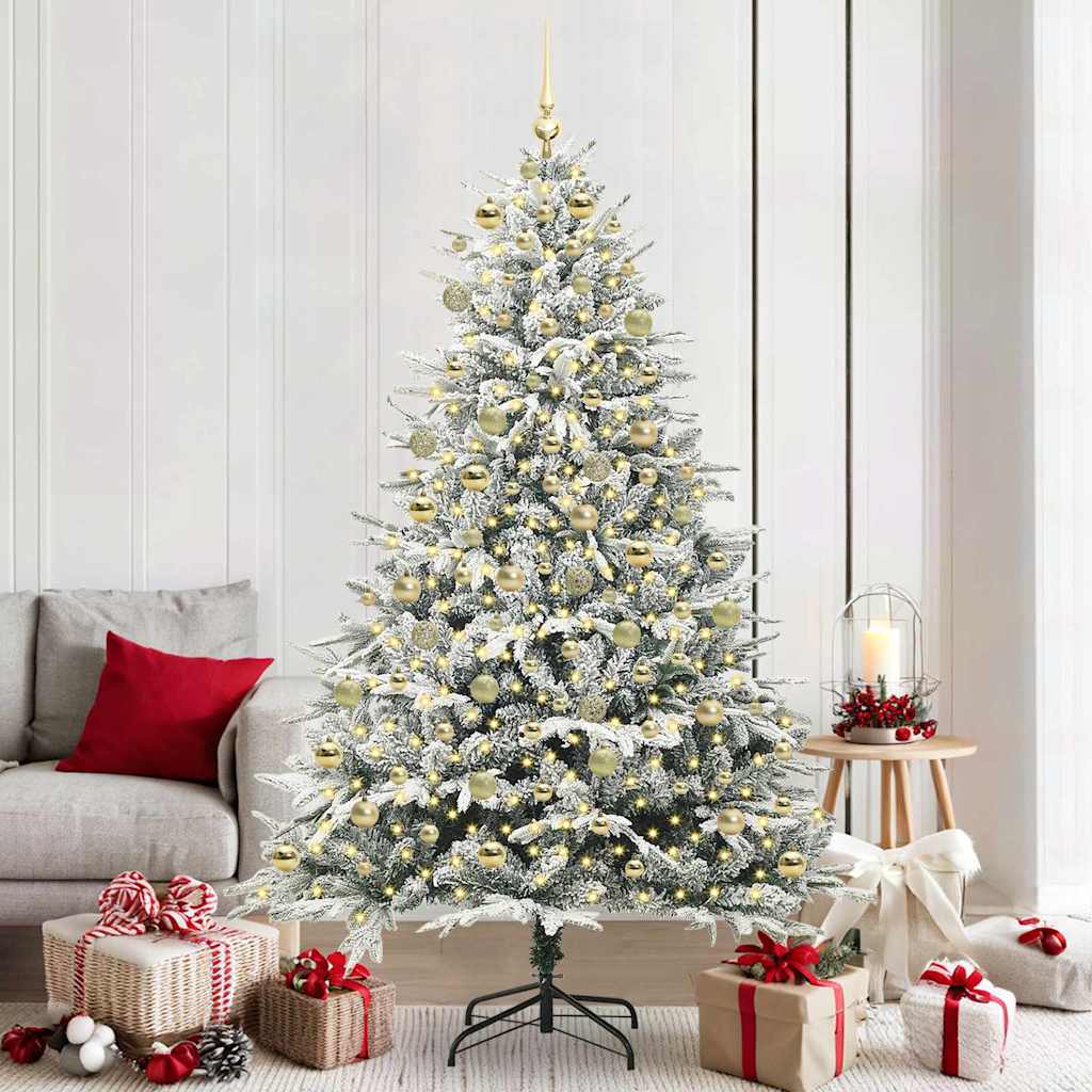 vidaXL Artificial Pre-lit Christmas Tree with Ball Set Green 210 cm