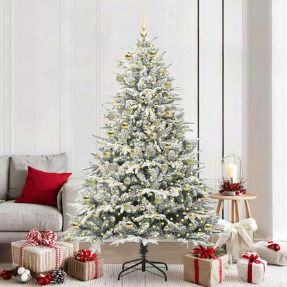 vidaXL Artificial Pre-lit Christmas Tree with Ball Set Green 210 cm
