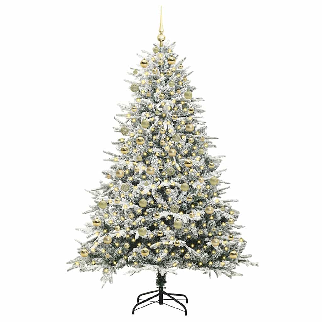 vidaXL Artificial Pre-lit Christmas Tree with Ball Set Green 210 cm