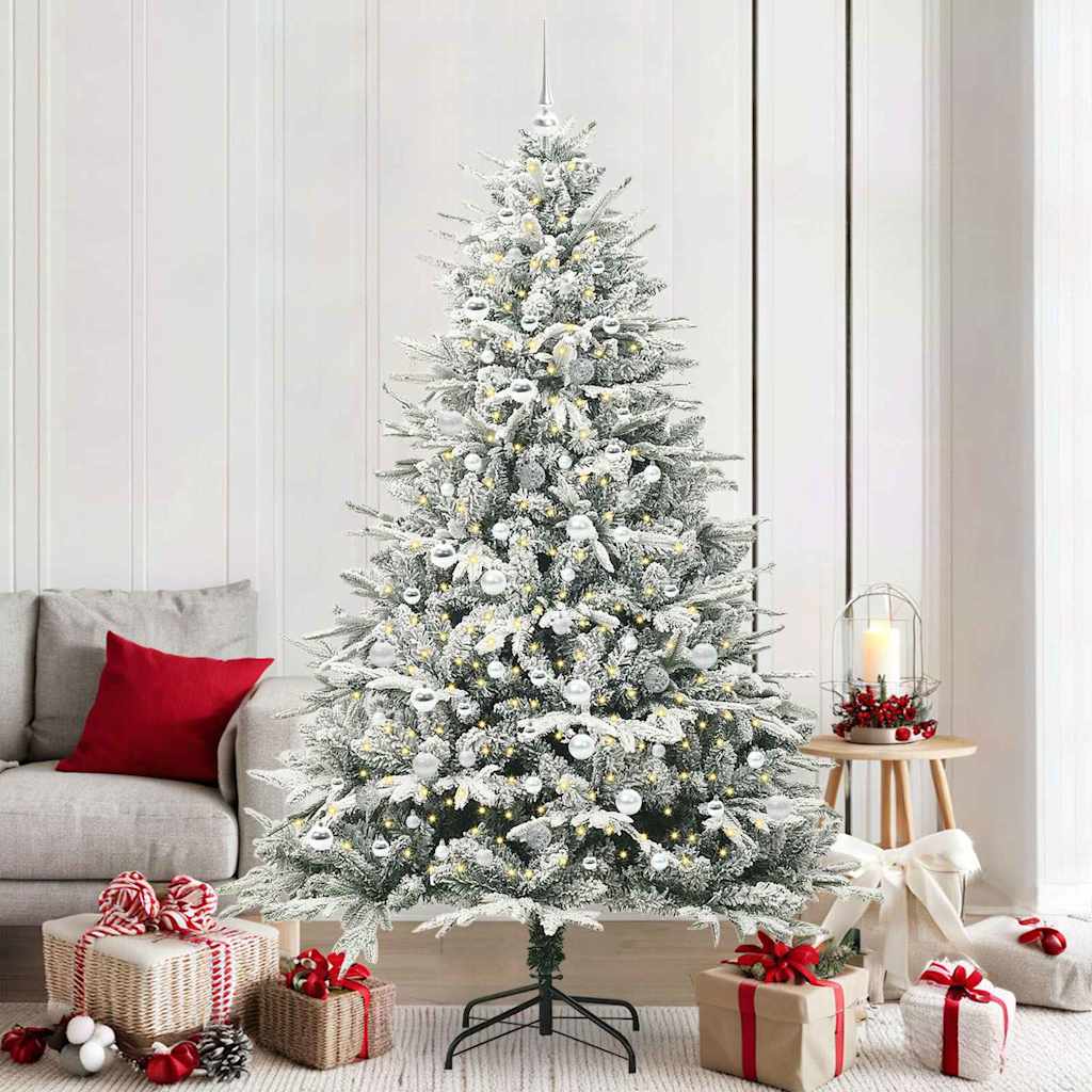 vidaXL Artificial Pre-lit Christmas Tree with Ball Set Green 210 cm