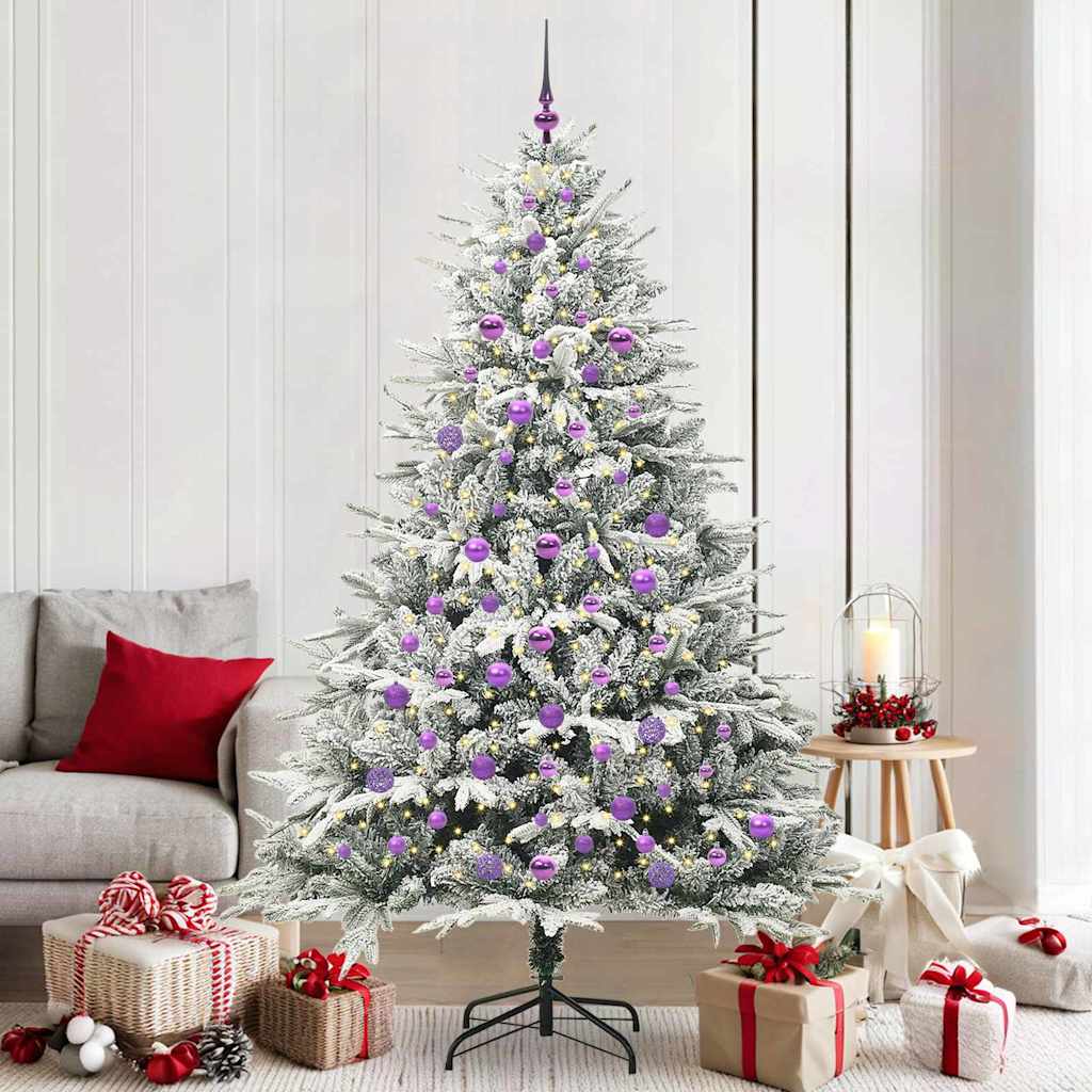 vidaXL Artificial Pre-lit Christmas Tree with Ball Set Green 210 cm