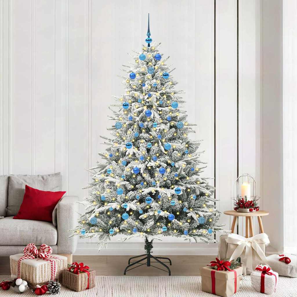 vidaXL Artificial Pre-lit Christmas Tree with Ball Set Green 210 cm