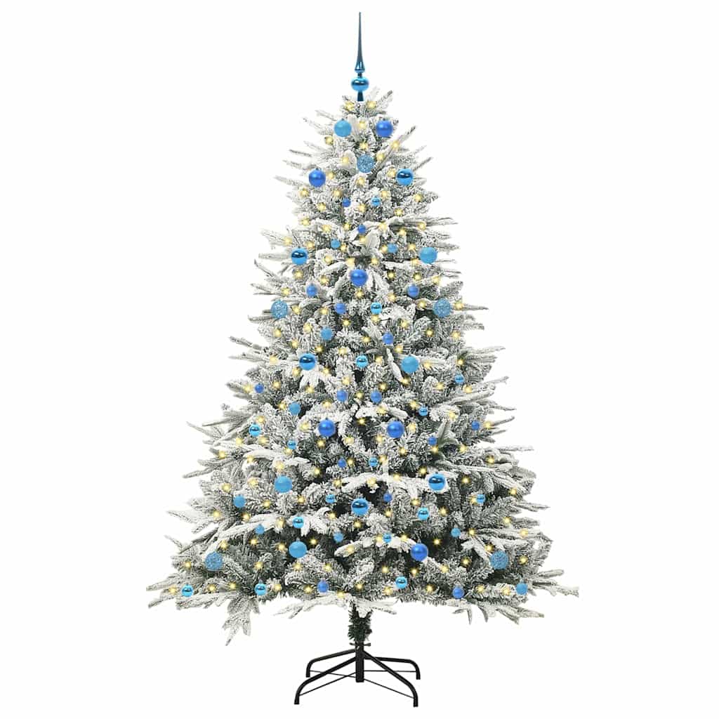 vidaXL Artificial Pre-lit Christmas Tree with Ball Set Green 210 cm