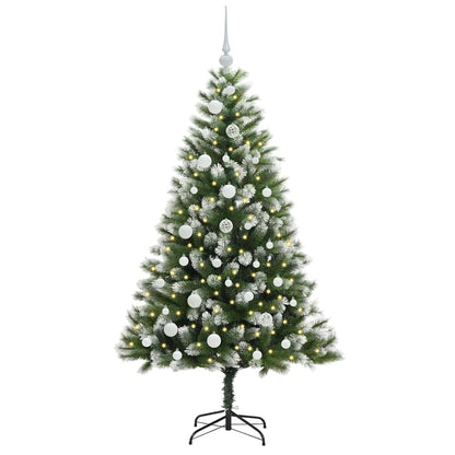 vidaXL Artificial Hinged Christmas Tree with Flocked Snow 150 cm