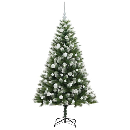 vidaXL Artificial Hinged Christmas Tree with Flocked Snow 150 cm